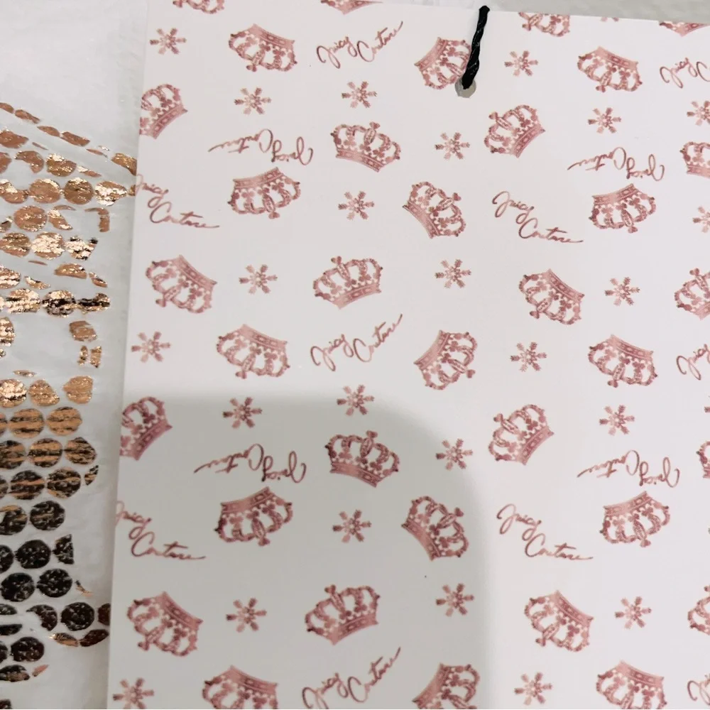 NEW Juicy Couture White Rose Gold Metallic Crown Snowflake Sherpa‎ Plush Throw